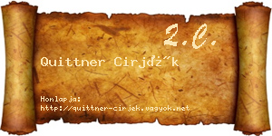 Quittner Cirjék névjegykártya